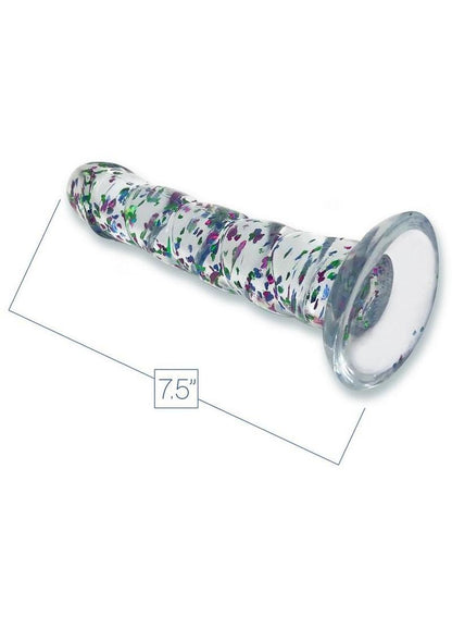 Glittergasm Swirl Clear Glittery Designed Dildo With Suction Cup