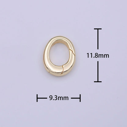 Gold 12mm Oval Spring Gate Push Ring Jewelry Supply | K-238