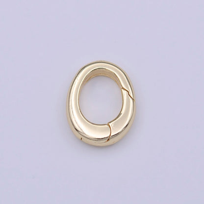 Gold 12mm Oval Spring Gate Push Ring Jewelry Supply | K-238