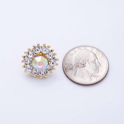 Gold 19mm Light Rhinestone Round Pin Brooch | BH-053