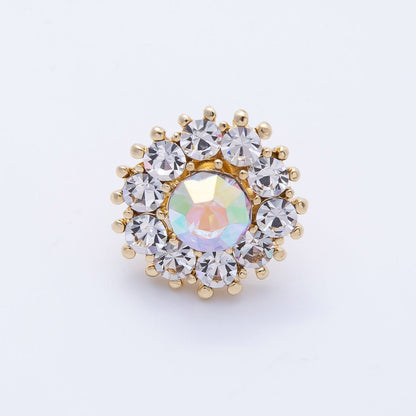 Gold 19mm Light Rhinestone Round Pin Brooch | BH-053