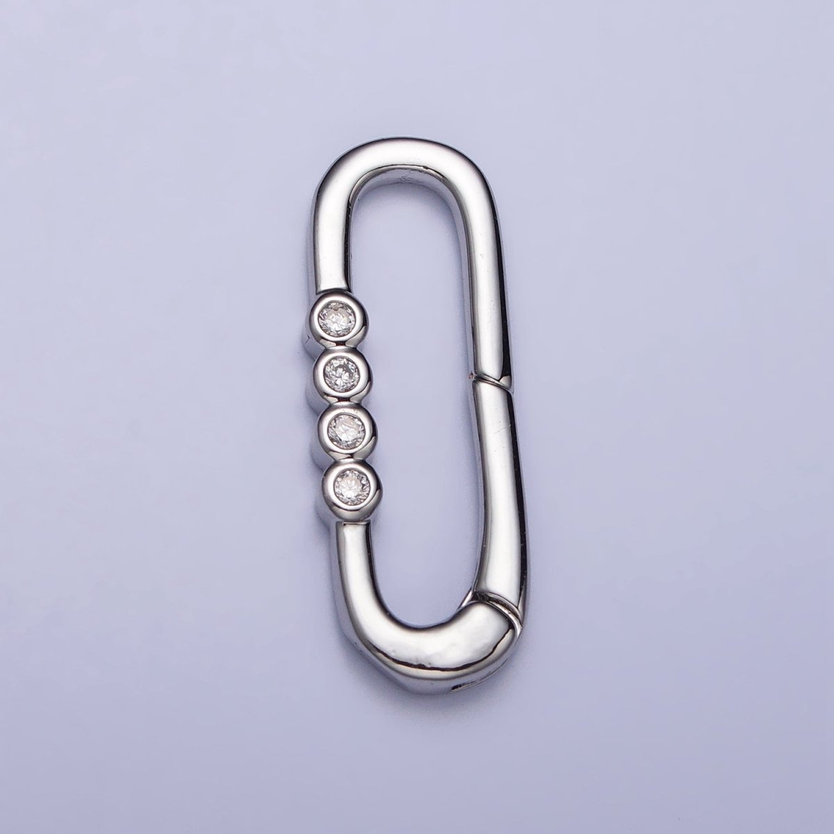 Gold 26mm Rectangular Oblong Push Spring Gate Ring Four Clear CZ Supply | Z036