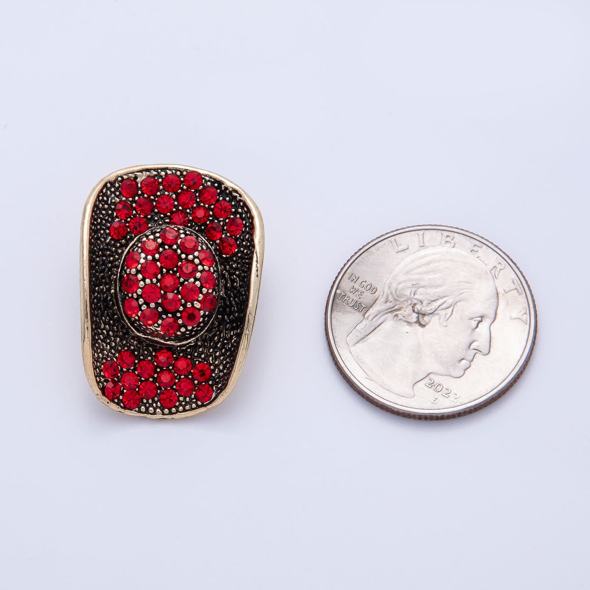 Gold 29.5mm x 21mm Red-Black Cowboy Hat Pin Brooch | BH-082