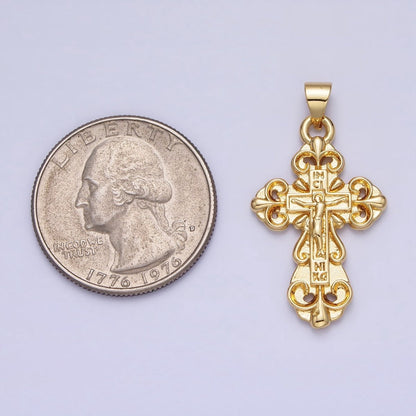 Gold 30mm Crucifix Crucified Fleury Passion Crucifix Cross Religious Pendant | AA161