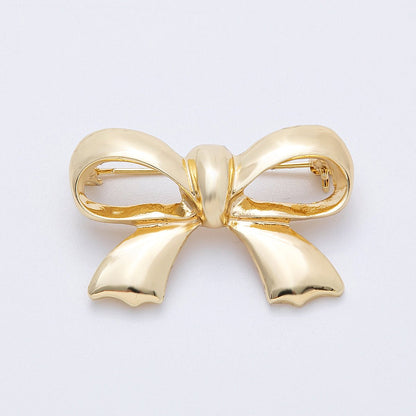 Gold 39mm x 25.7mm Minimalist Ribbon Bow Pin Brooch | BH-100