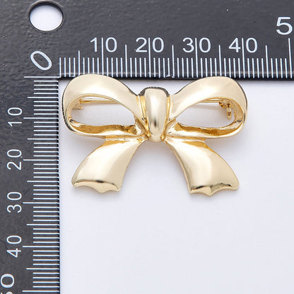 Gold 39mm x 25.7mm Minimalist Ribbon Bow Pin Brooch | BH-100