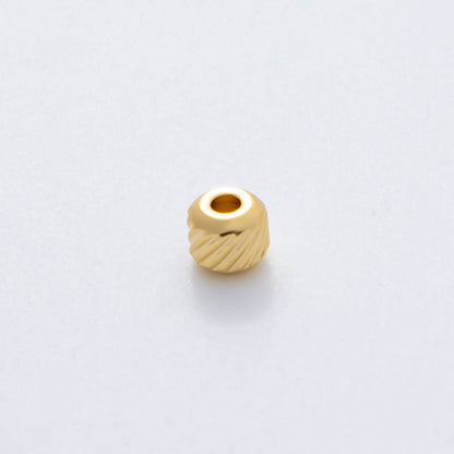 Gold 4.5mm Revolving Pattern Tiny Rondelle Minimalist Spacer Bead in Gold &amp; Silver 10pcs  | B066