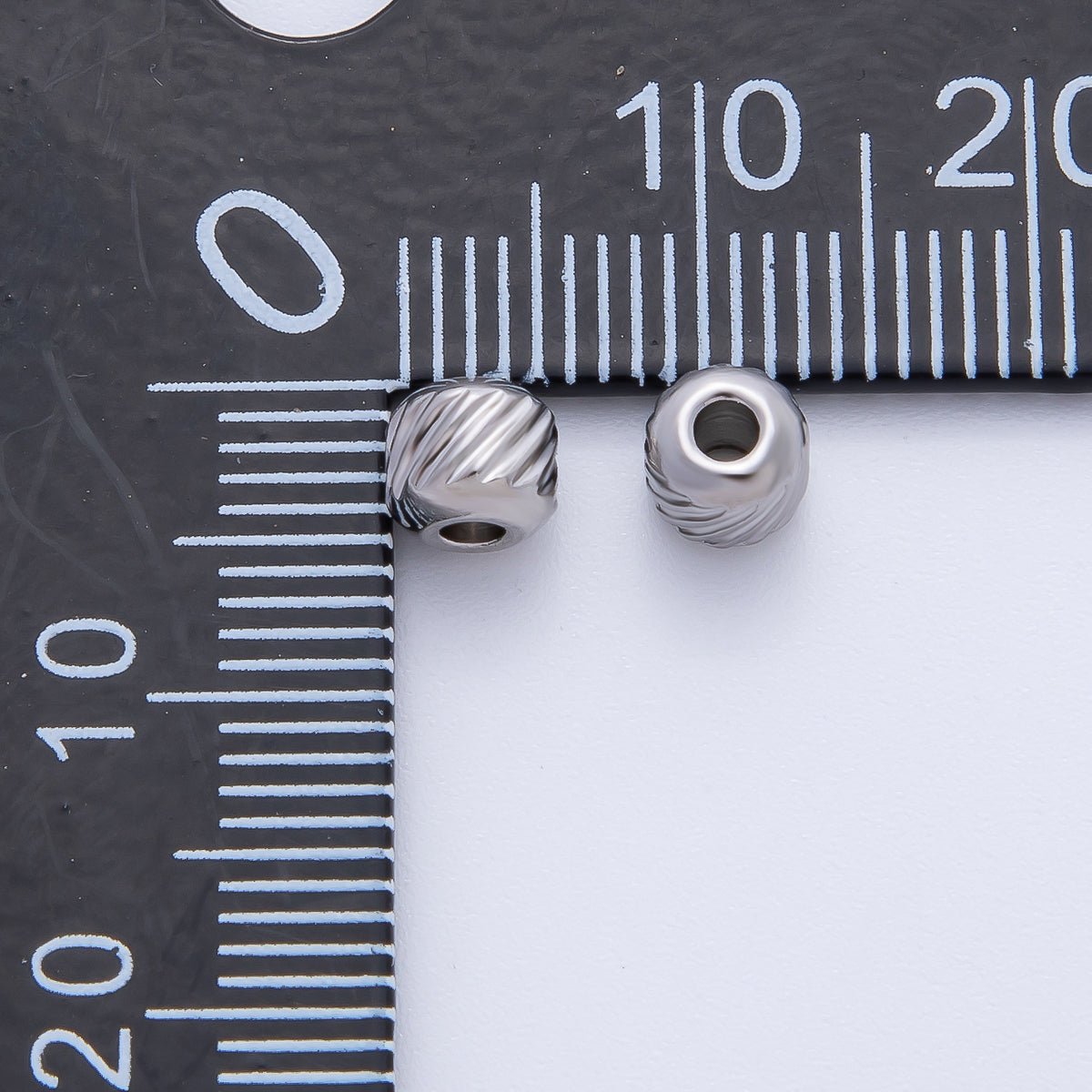 Gold 4.5mm Revolving Pattern Tiny Rondelle Minimalist Spacer Bead in Gold &amp; Silver 10pcs  | B066