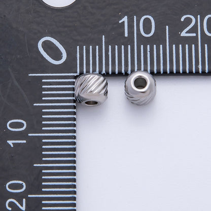 Gold 4.5mm Revolving Pattern Tiny Rondelle Minimalist Spacer Bead in Gold &amp; Silver 10pcs  | B066