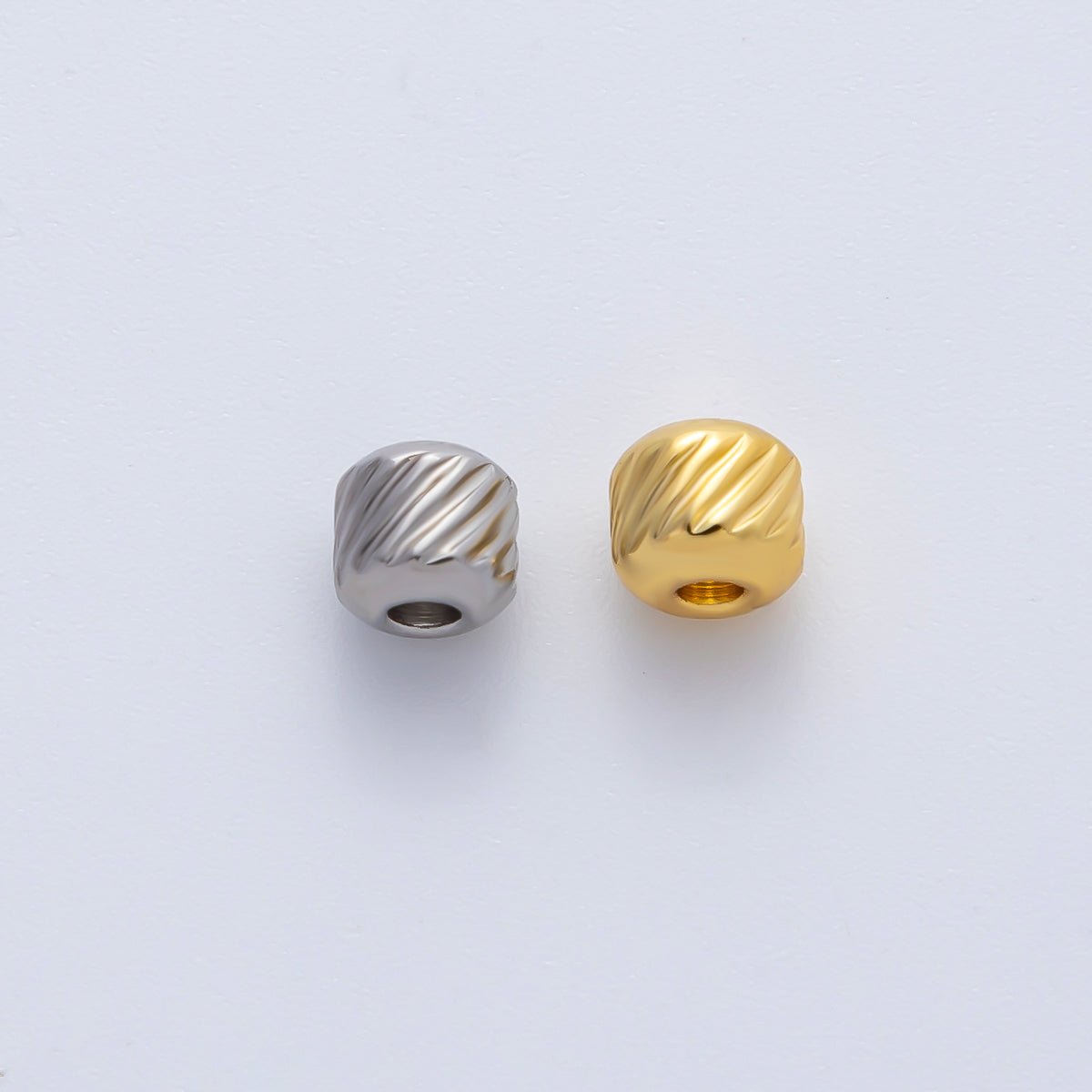 Gold 4.5mm Revolving Pattern Tiny Rondelle Minimalist Spacer Bead in Gold &amp; Silver 10pcs  | B066