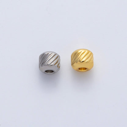 Gold 4.5mm Revolving Pattern Tiny Rondelle Minimalist Spacer Bead in Gold &amp; Silver 10pcs  | B066