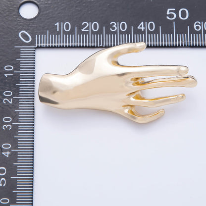 Gold 55mm x 28mm Minimalist Hand Pin Brooch | BH-075