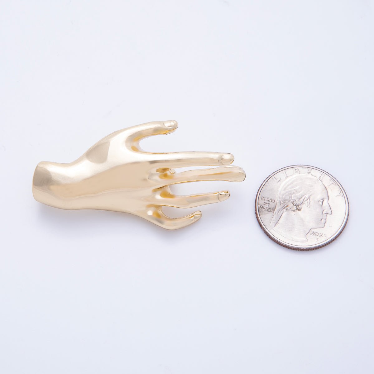 Gold 55mm x 28mm Minimalist Hand Pin Brooch | BH-075