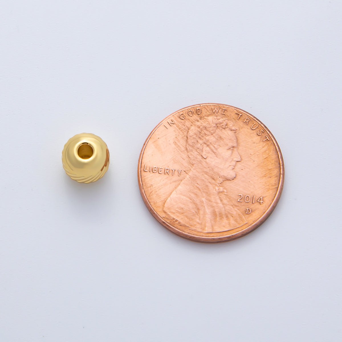 Gold 5mm Revolving Pattern Chunky Rondelle Minimalist Spacer Bead in Gold &amp; Silver 10 pcs | B047