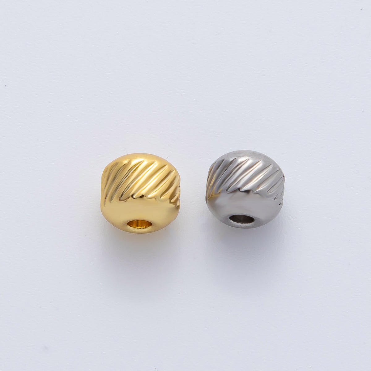 Gold 5mm Revolving Pattern Chunky Rondelle Minimalist Spacer Bead in Gold &amp; Silver 10 pcs | B047