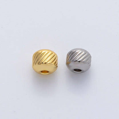 Gold 5mm Revolving Pattern Chunky Rondelle Minimalist Spacer Bead in Gold &amp; Silver 10 pcs | B047