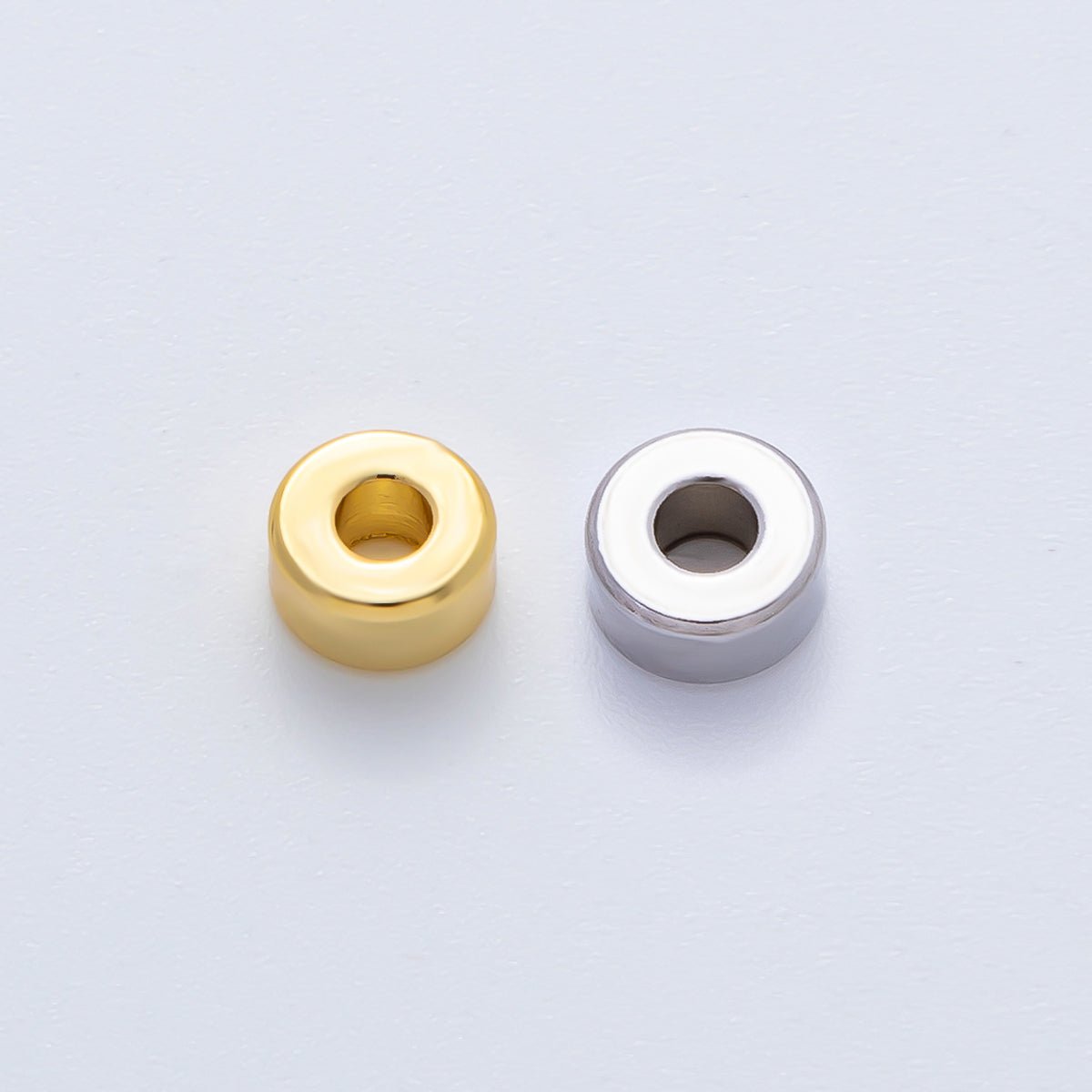 Gold 6mm Puffy Rondelle Spacer Bead Set in Gold &amp; Silver by 10 Pieces | B086