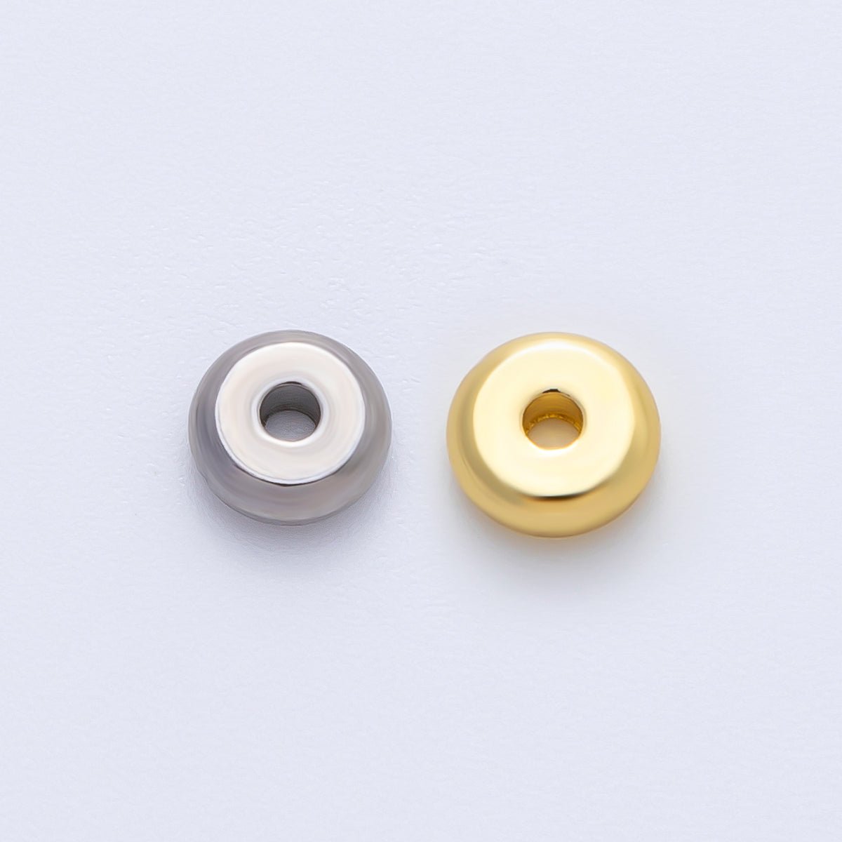 Gold 6mm Tiny Donut Rondelle Minimalist Spacer Bead in Gold &amp; Silver 10pcs  | B043