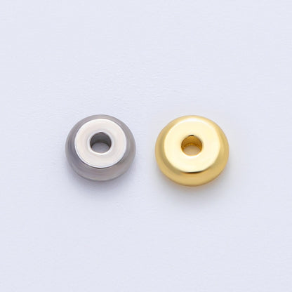 Gold 6mm Tiny Donut Rondelle Minimalist Spacer Bead in Gold &amp; Silver 10pcs  | B043