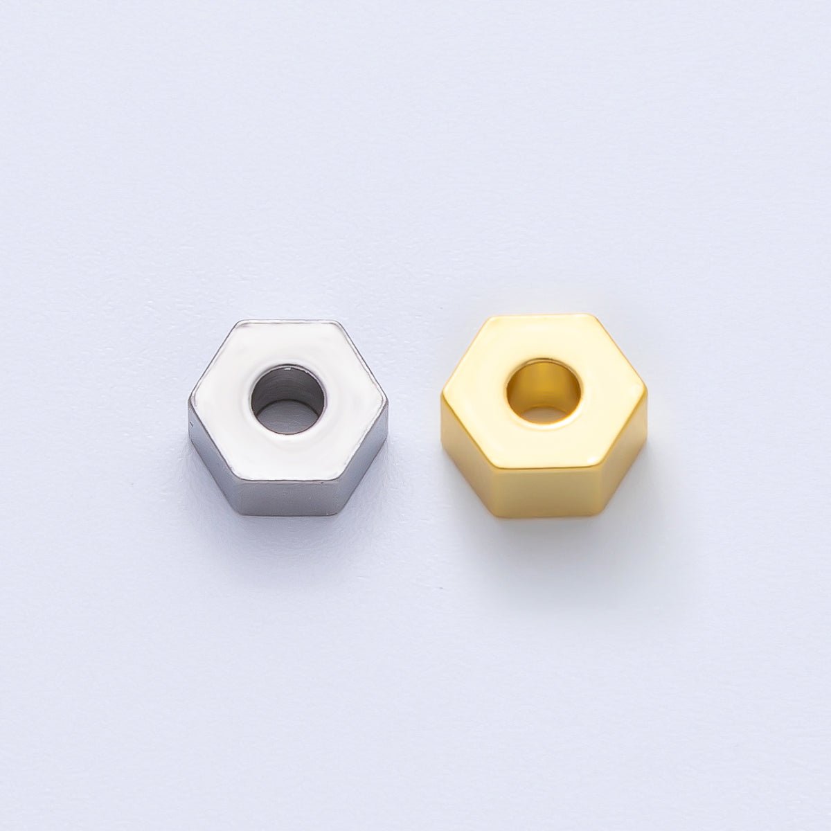 Gold 6mm Tiny Hexagon Spacer Bead in Gold &amp; Silver 10pcs | B113