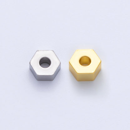 Gold 6mm Tiny Hexagon Spacer Bead in Gold &amp; Silver 10pcs | B113
