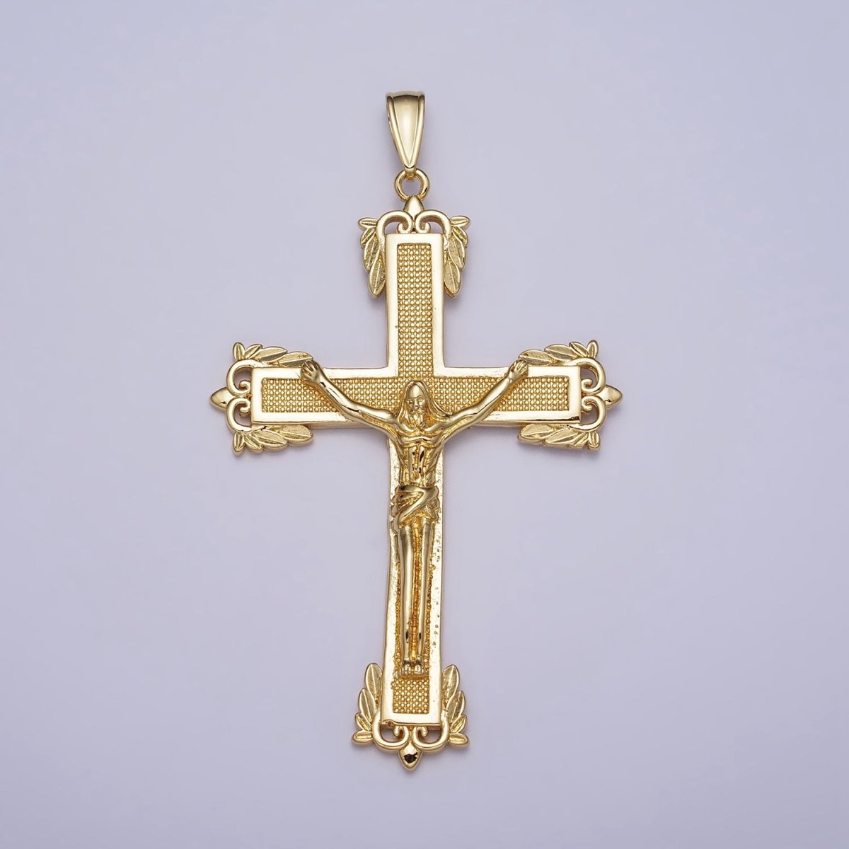 Gold 71mm Jesus Crucifix Cross Dotted Gold Religious Catholic Pendant | AA081