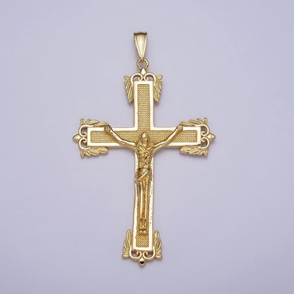 Gold 71mm Jesus Crucifix Cross Dotted Gold Religious Catholic Pendant | AA081