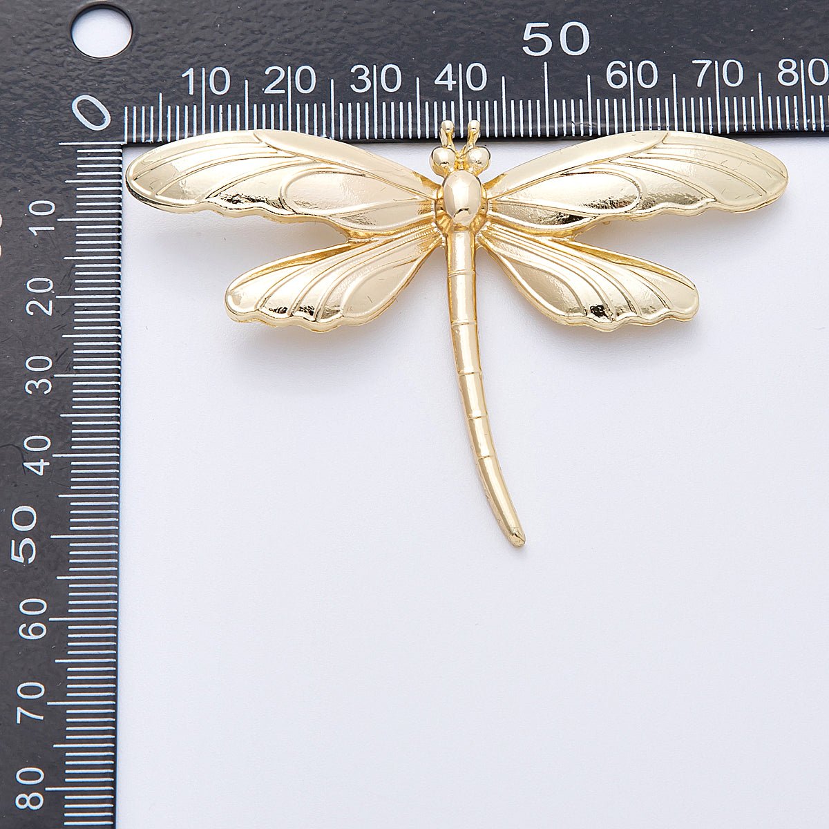 Gold 76.4mm x 51.5mm Minimalist Dragonfly Insect Pin Brooch | BH-099