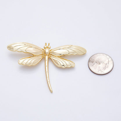 Gold 76.4mm x 51.5mm Minimalist Dragonfly Insect Pin Brooch | BH-099