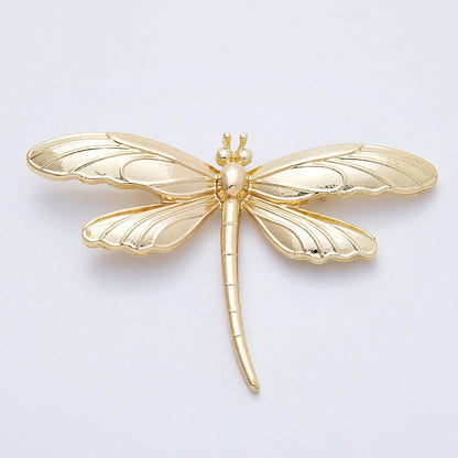 Gold 76.4mm x 51.5mm Minimalist Dragonfly Insect Pin Brooch | BH-099