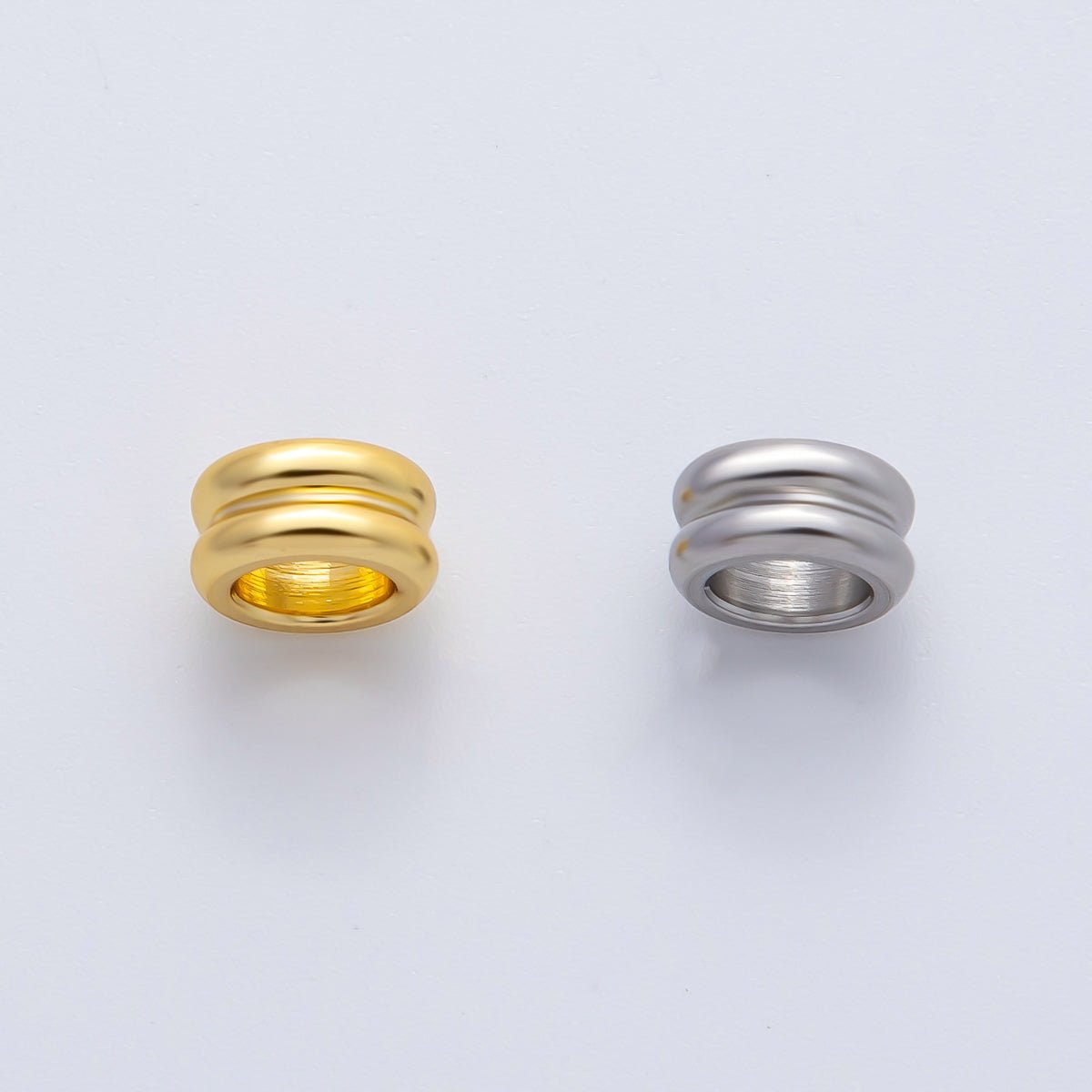 Gold 8mm Double Band Tiny Spacer Bead in Gold &amp; Silver 10 pcs | B126