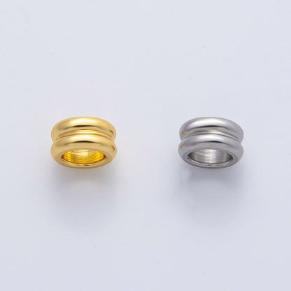 Gold 8mm Double Band Tiny Spacer Bead in Gold &amp; Silver 10 pcs | B126