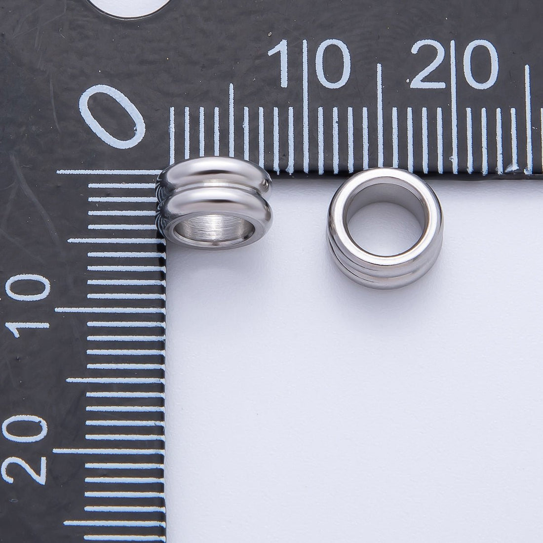 Gold 8mm Double Band Tiny Spacer Bead in Gold &amp; Silver 10 pcs | B126