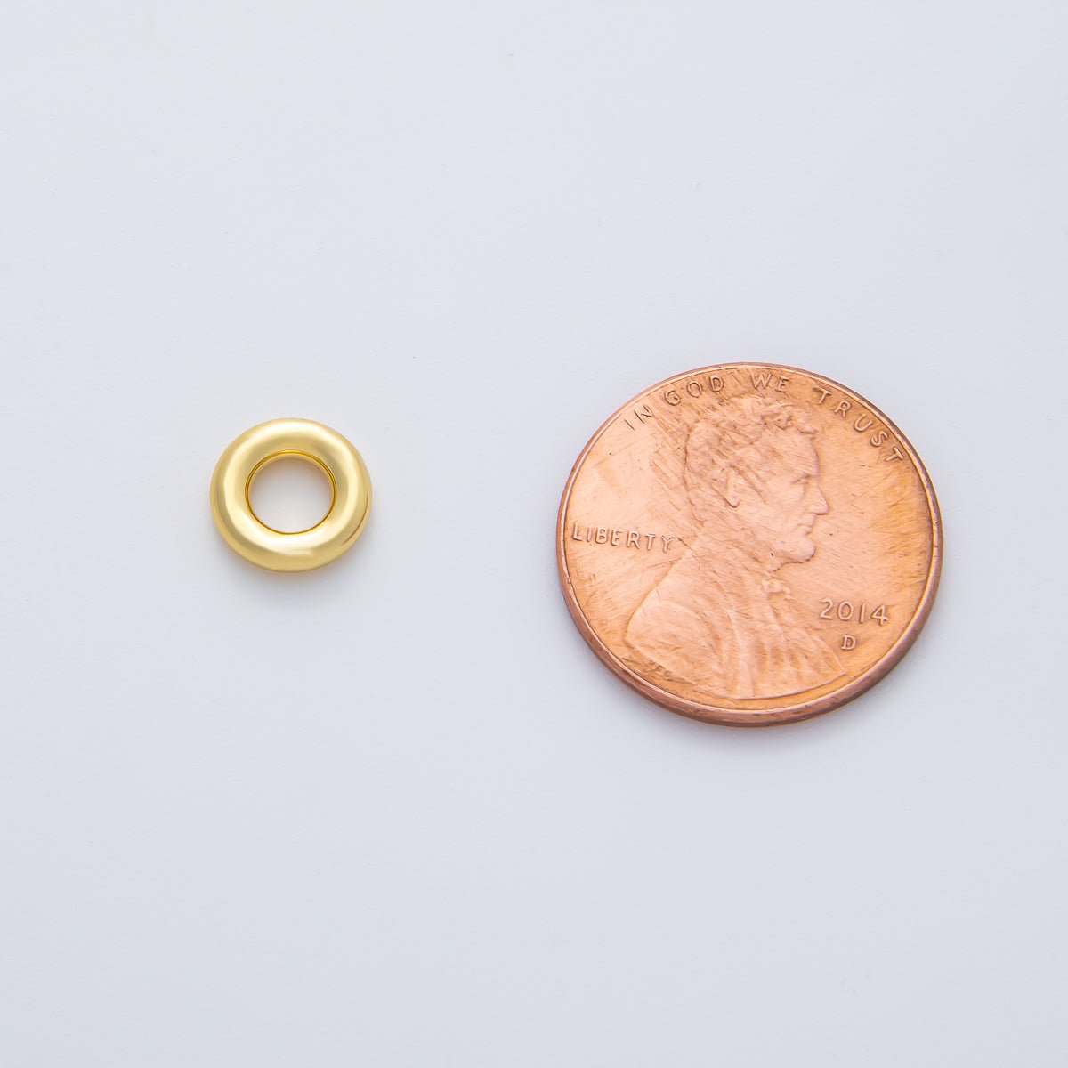 Gold 8mm Open Puffy Circle Spacer Bead in Gold &amp; Silver 10 pcs | B202