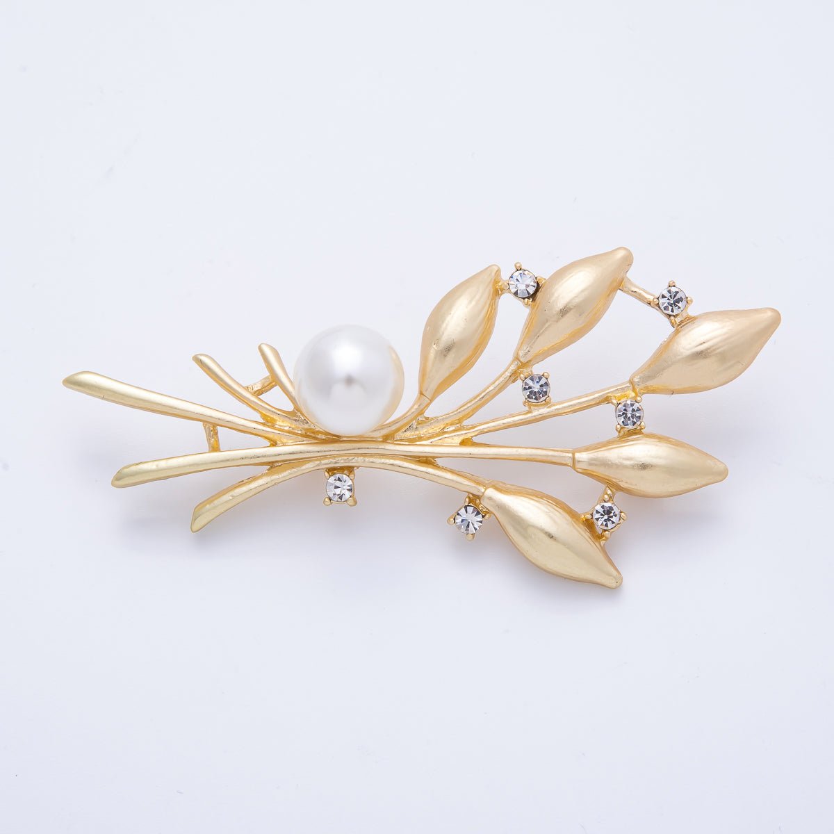 Gold Acrylic Pearl Flower Nature Pin Brooch | BH-029