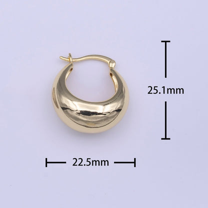 OS Gold Ball Oval Dome Latch Hoop Earrings | AD-217