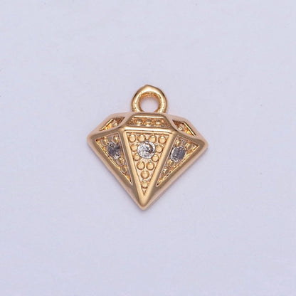 Gold Beaded Diamond Cubic Zirconia Stones Charm For DIY Jewelry Making | X-221