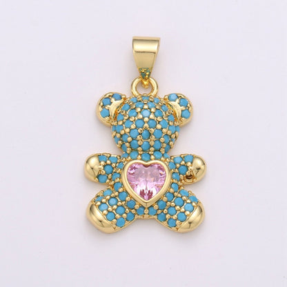 Gold Bear Charm Teddy Bear Charm Necklace Pendant / Keychain / Earrings / Kids Crafts I-779