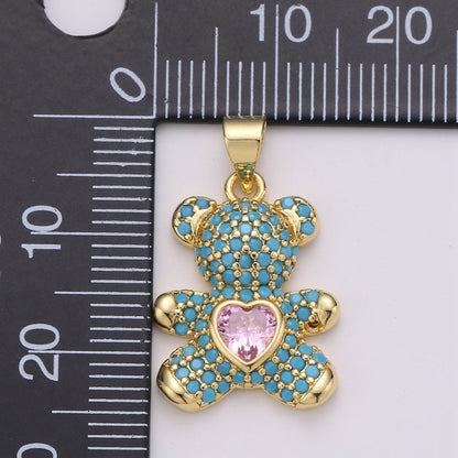 Gold Bear Charm Teddy Bear Charm Necklace Pendant / Keychain / Earrings / Kids Crafts I-779