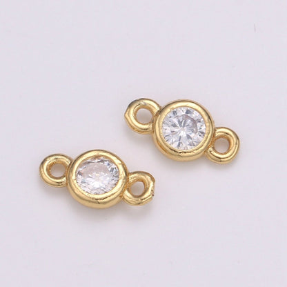 Gold Bezel 5,6mm CZ Connector Link 14k gold filled, Silver bezel set cubic zirconia link spacer for Necklace Bracelet Earring Supply F-588~F-591