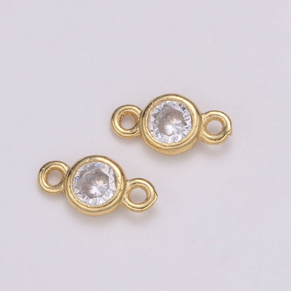 Gold Bezel 5,6mm CZ Connector Link 14k gold filled, Silver bezel set cubic zirconia link spacer for Necklace Bracelet Earring Supply F-588~F-591