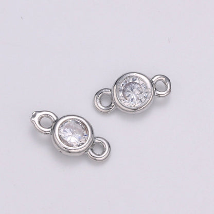 Gold Bezel 5,6mm CZ Connector Link 14k gold filled, Silver bezel set cubic zirconia link spacer for Necklace Bracelet Earring Supply F-588~F-591