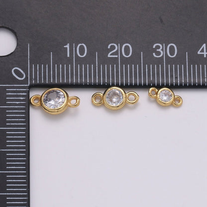 Gold Bezel 5,6mm CZ Connector Link 14k gold filled, Silver bezel set cubic zirconia link spacer for Necklace Bracelet Earring Supply F-588~F-591