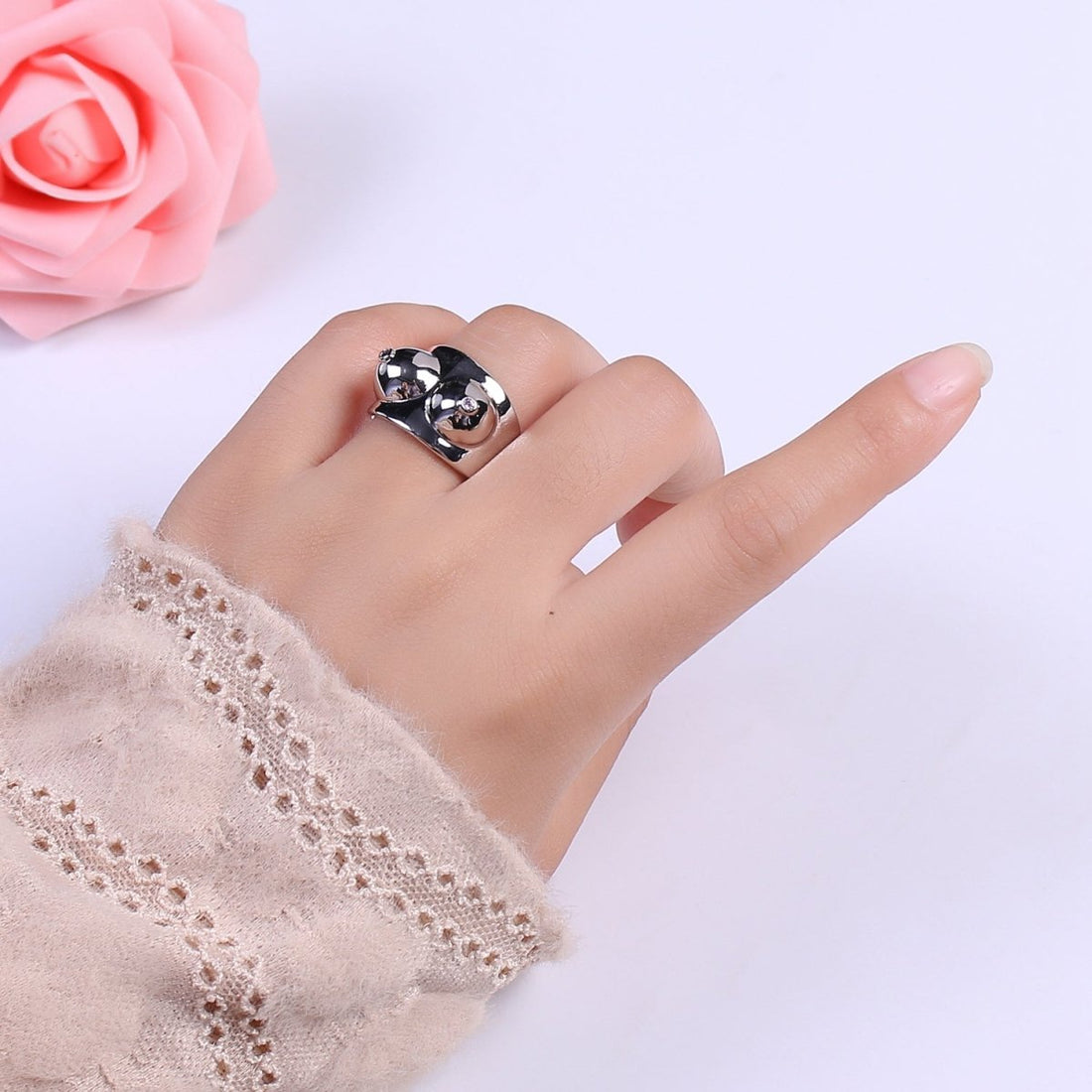 Gold, Silver CZ Body Positive Breast Cancer Awareness Novelty Ring | U025 U026