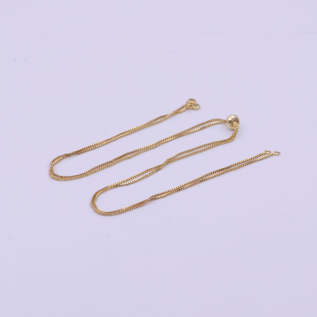 Gold Box Chain Necklace Adjustable 16 inch long Half Open Necklace for Jewelry Making Supply L-574