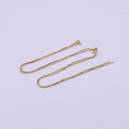 Gold Box Chain Necklace Adjustable 16 inch long Half Open Necklace for Jewelry Making Supply L-574