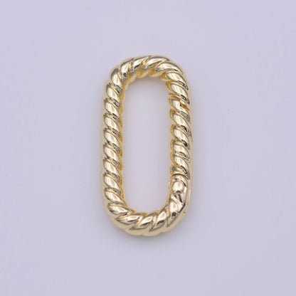 Gold Braided Twist 21.7mm Oblong Oval Push Spring Gate Jewelry Supply | K-221