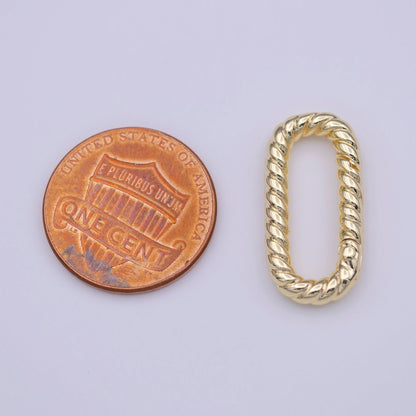 Gold Braided Twist 21.7mm Oblong Oval Push Spring Gate Jewelry Supply | K-221