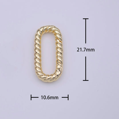 Gold Braided Twist 21.7mm Oblong Oval Push Spring Gate Jewelry Supply | K-221