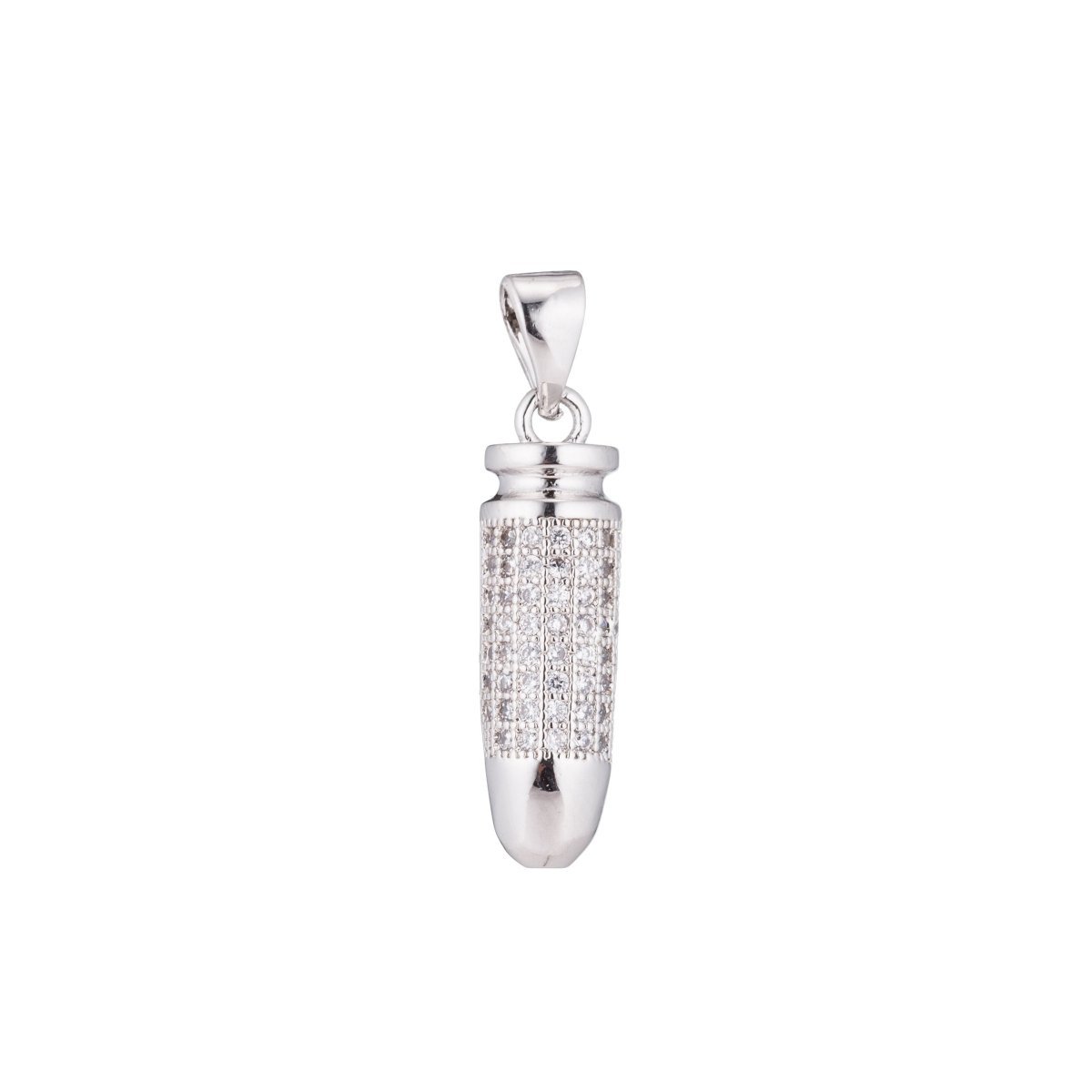 Gold Filled 26mm Micro Paved CZ Bullet Ammo Pendant in Gold &amp; Silver | H344